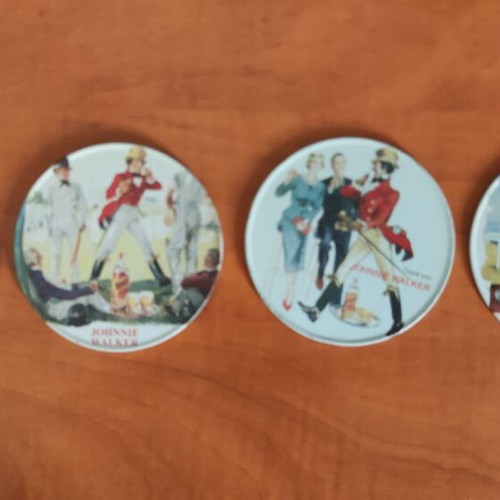 Johnnie Walker vintage coasters set of 4, 1970s collectible