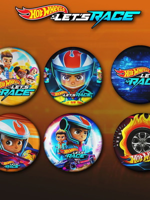 Hot Wheels Let's Race pin set 6 pieces 3 cm new