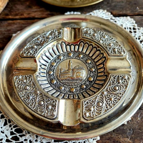 Vintage decoration set used, 5 pieces with Oneida silver-plated tray