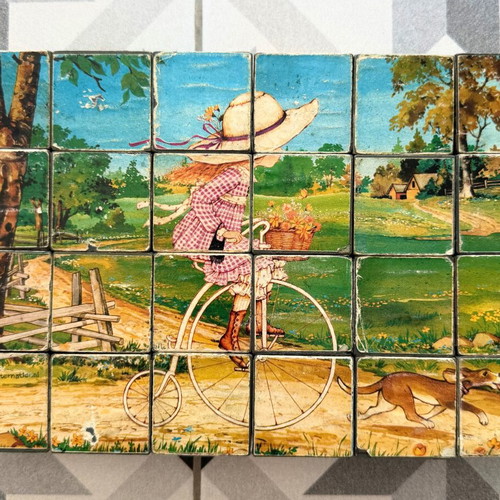 Vintage Sarah Kay Educational Puzzle with 24 Cubes used
