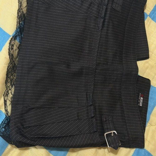 Morgan Mini Skirt Black Striped Silver With Lace Like New Medium