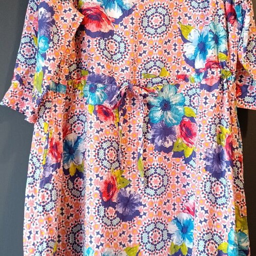 Woman Within Plus Size Dress with Floral Geometric Pattern