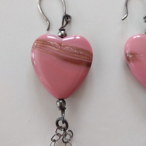 Pink heart earrings like new