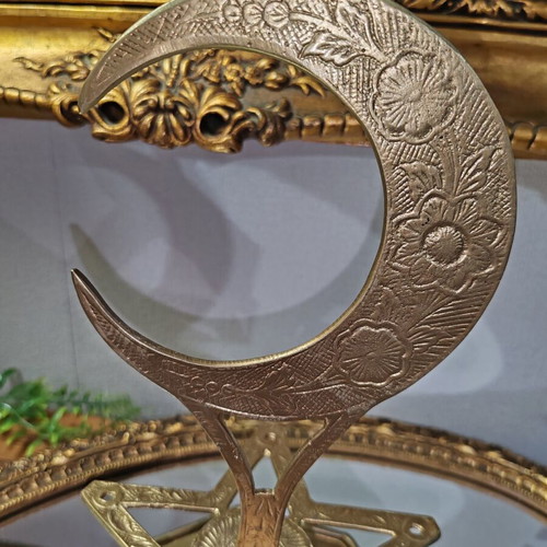 Vintage brass desktop decoration Crescent and Star