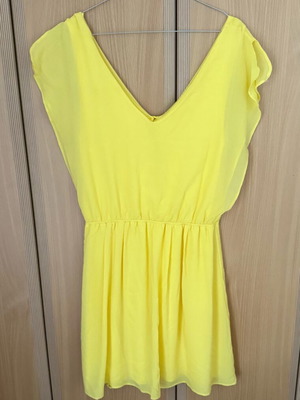 Γυναικείο φόρεμα αμάνικο, μέγεθος 2, silk, σαν καινούριο, κίτρινο
