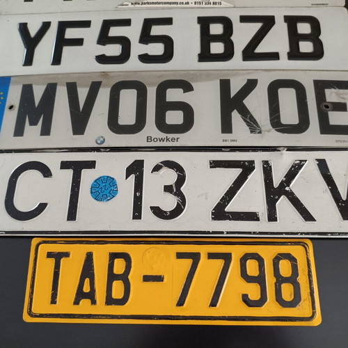 Collectible car license plates used, pack of 5 from England Romania Greece