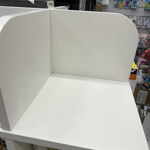 White professional display shelf used for store products