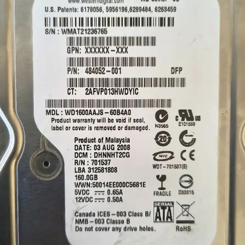 4 mechanical 160GB SATA hard drives, excellent condition