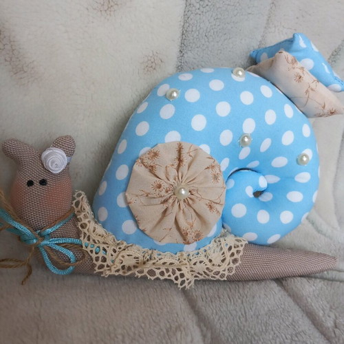 Snail fabric Tilda doll new, room decoration