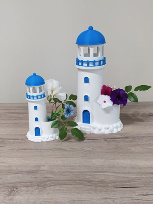 Large Cycladic Lighthouse 3D Printed Decorative Planter New