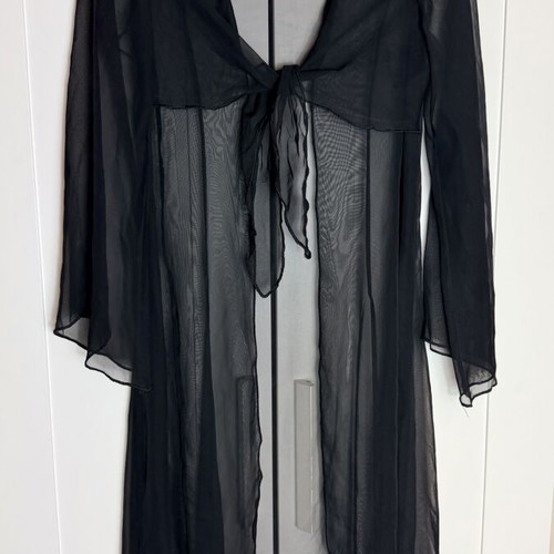 Black cover up caftan for beach, M/L