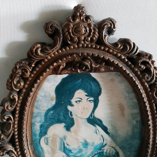 Gypsum frame used, solid carved, dimensions 47×36 cm