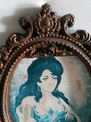 Gypsum frame used, solid carved, dimensions 47×36 cm