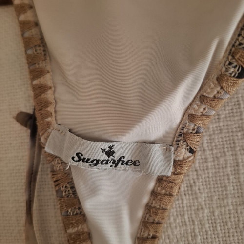 SugarFree bikini top used, size small, brown shades with embroidery