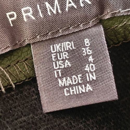 Primark mini leather skirt like new, olive, size 36