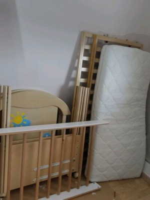 Baby bed with dresser used, wooden construction