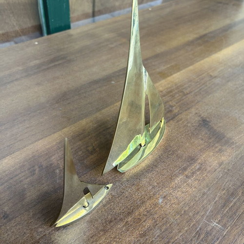 Brass sailboat set