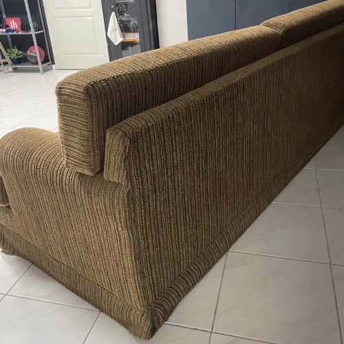 Handmade fabric four-seater sofa, 2.80m x 0.95m