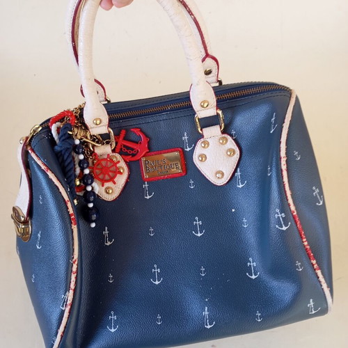 Pauls Boutique nautical handbag used, white and blue