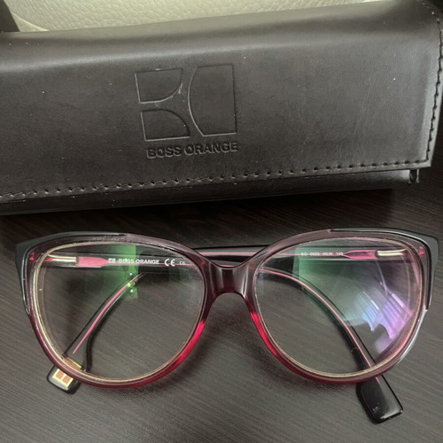 Boss Orange vintage myopia glasses, fuchsia with case