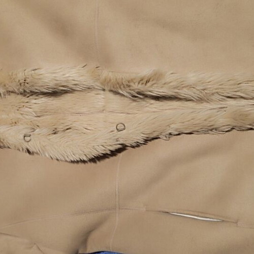 Leather coat with fur lining like new, women's beige