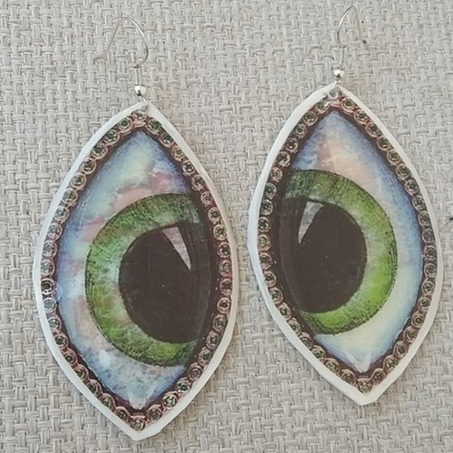 Large handmade earrings made from recycled plastic