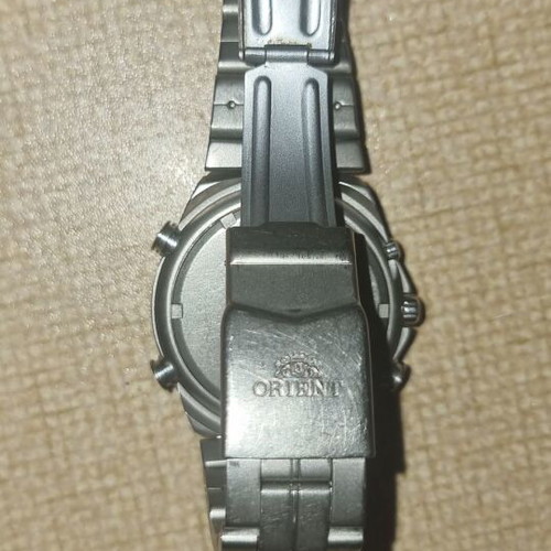 Orient titanium chronograph like new, gray and blue