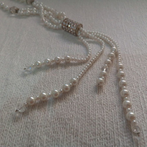 Pearl necklace used, white bayadere, faux bijoux