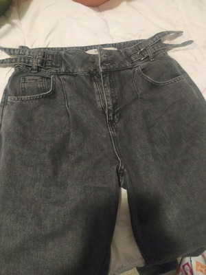 Παντελόνι τζιν Attrattivo γκρι με paperbag ζώνη, σαν καινούργιο