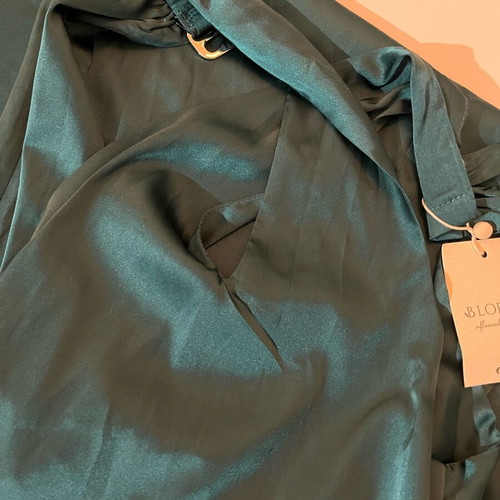 Satin maxi dress new, petrol green, size S