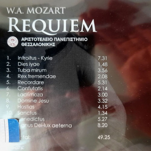 Wolfgang Amadeus Mozart Requiem K. 626 CD, Aristotle University Thessaloniki