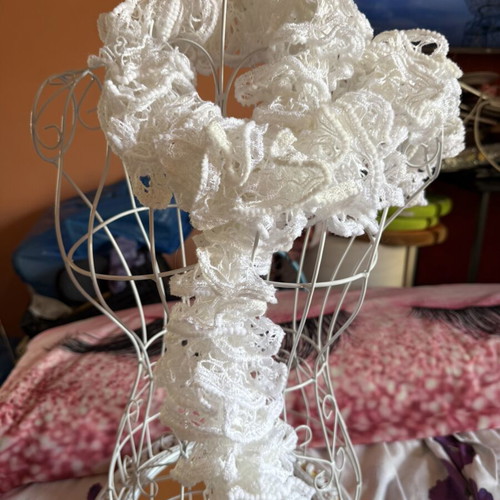 White lace scarf like new, elegant beach accessory