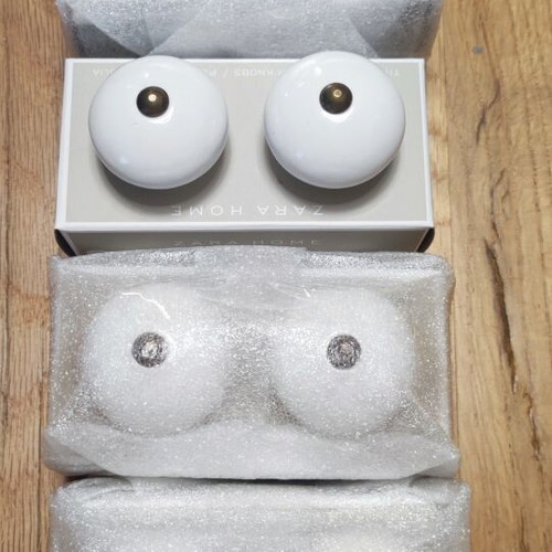 Zara Home white furniture knobs, new, set of 2 or 8 total