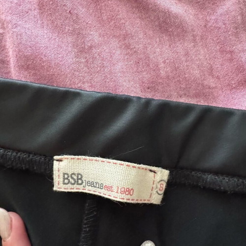BSB black leather leggings like new with transparent lace, size S