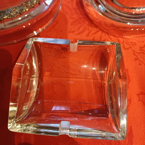 Crystal ashtrays like new with silver finish