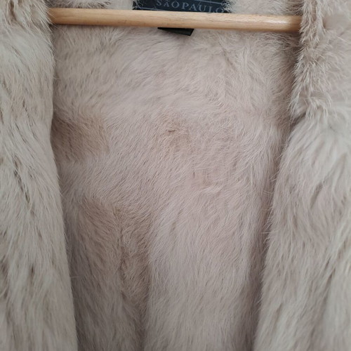 Mouton coat like new, beige, one size with fur lining