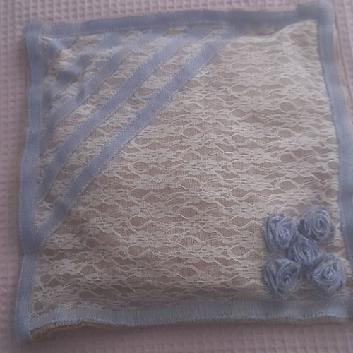 Decorative pillowcase large handmade from burlap and lace