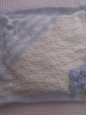 Decorative pillowcase large handmade from burlap and lace