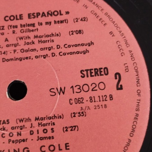 Nat King Cole Espanol LP μεταχειρισμένο, jazz
