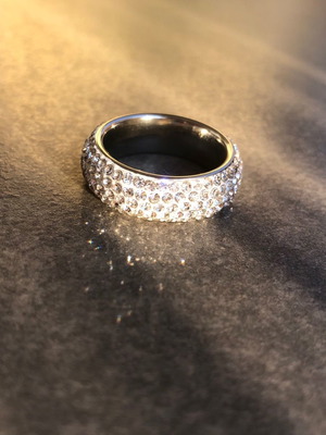 Strass ring with steel new, size 20, white