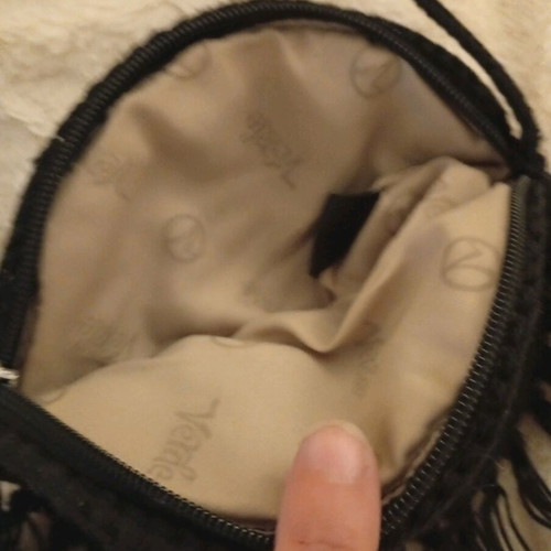Women's crochet bag with fringes like new, black