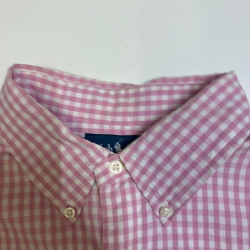Ralph Lauren Oxford shirt XL, pink and white checked, short sleeve, colored pony