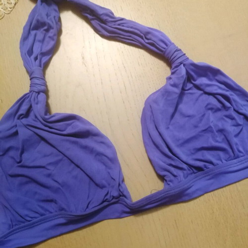 Swimsuit tops used, pack of 2, fuchsia and purple adjustable triangle