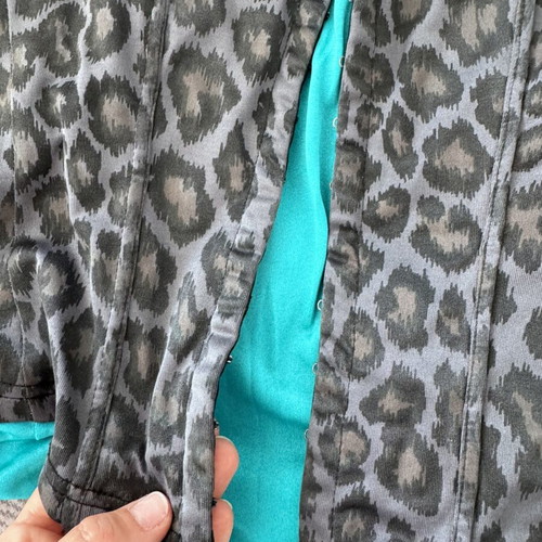 Vintage Leopard Bustier Corset used, size S/XS, grey-turquoise