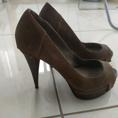 Peep toe shoes used, khaki suede, size 37, Zara