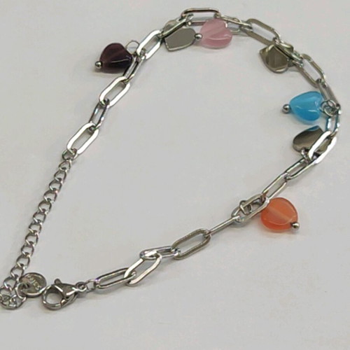 Steel bracelet new, pink and silver