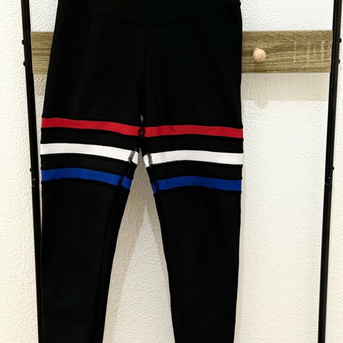 Lismina black leggings with stripes, size large, like new