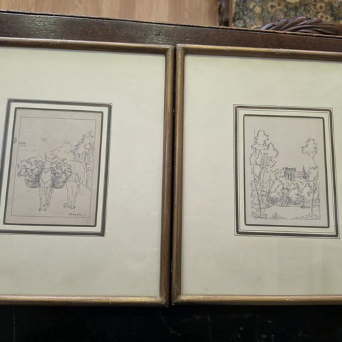 Pair of original signed drawings by Georgios Kosmadopoulos used