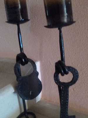 Vintage handmade candlesticks used, heavy metal