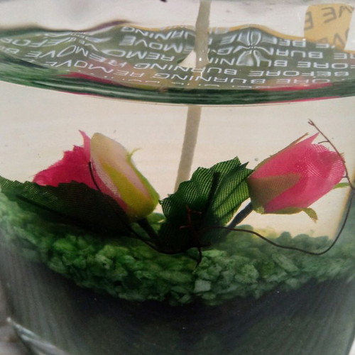 Decorative candle new with flowers transparent gel